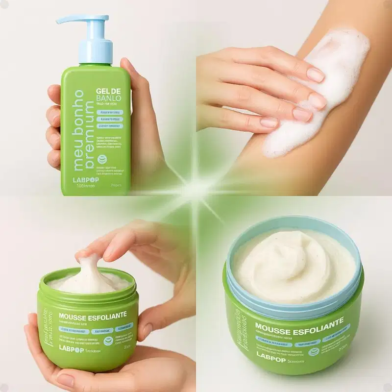 Kit LabPop by Labotrat Green Breeze: Gel de Banho e Mousse Esfoliante