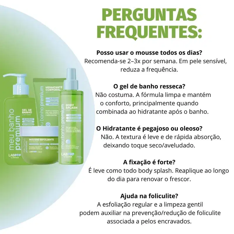 Kit LabPop by Labotrat Green Breeze: Gel de Banho, Mousse Esfoliante, Hidratante Corporal e Body Splash