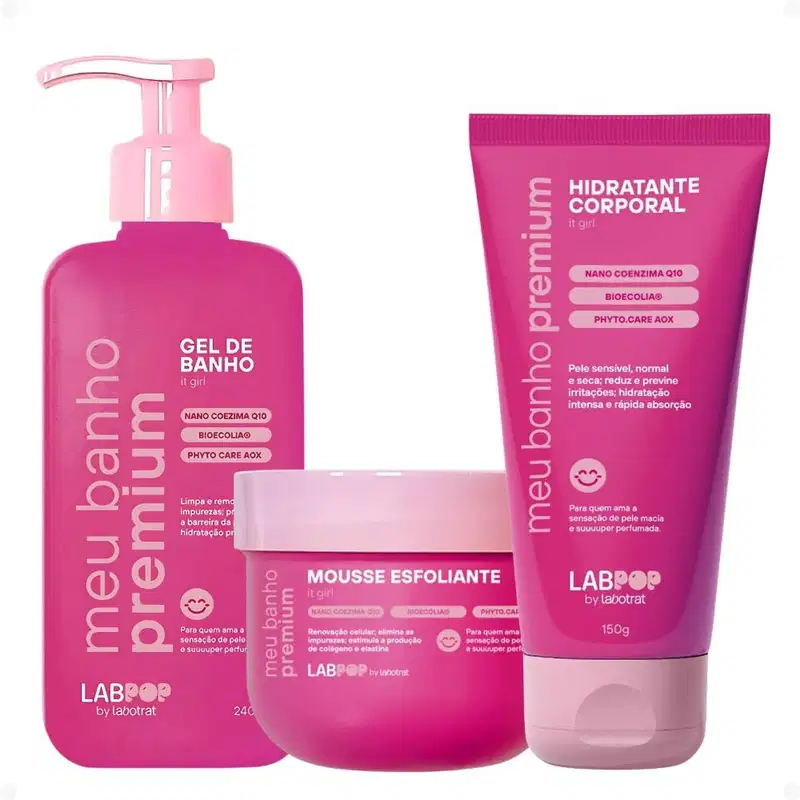 Kit LabPop by Labotrat It Girl: Gel de Banho, Mousse Esfoliante e Hidratante Corporal