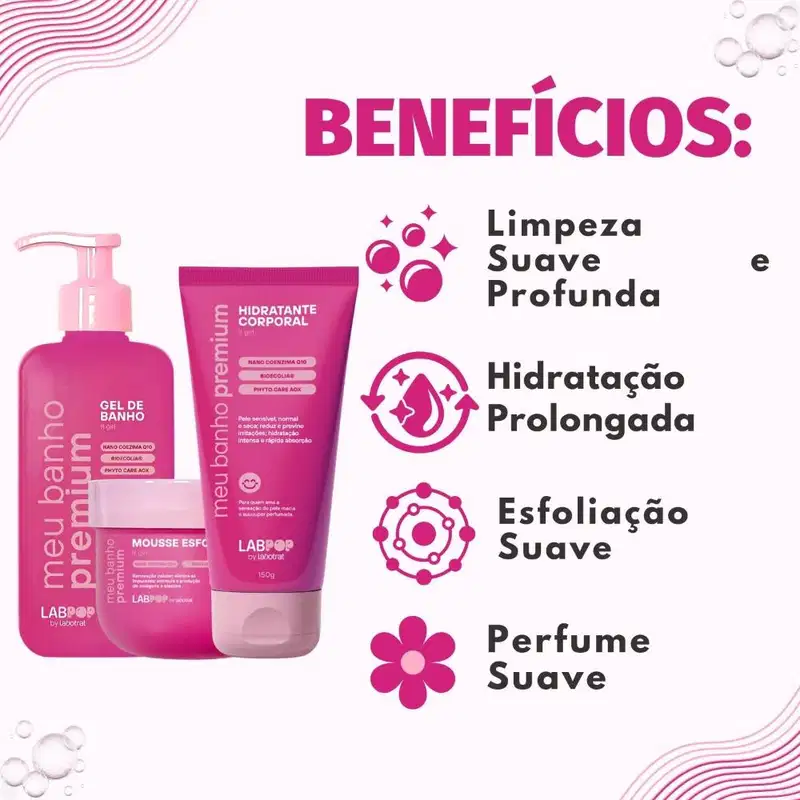 Kit LabPop by Labotrat It Girl: Gel de Banho, Mousse Esfoliante e Hidratante Corporal