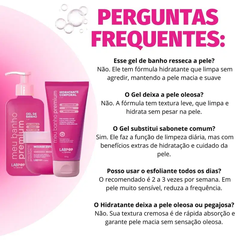 Kit LabPop by Labotrat It Girl: Gel de Banho, Mousse Esfoliante e Hidratante Corporal