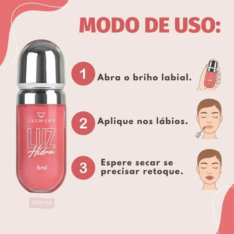 Brilho Labial Jasmyne Luz Hidra Rosa Brilhante J0116