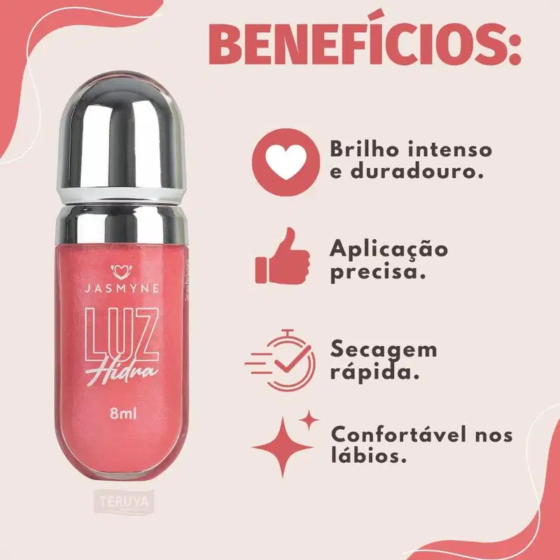 Brilho Labial Jasmyne Luz Hidra Rosa Brilhante J0116