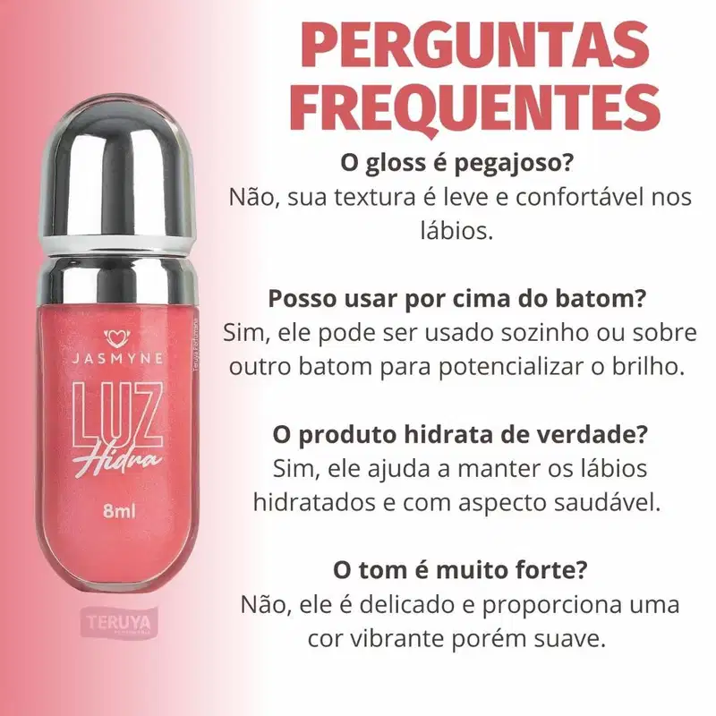 Brilho Labial Jasmyne Luz Hidra Rosa Brilhante J0116