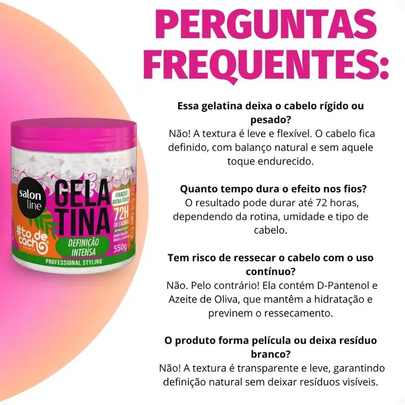 Gelatina Capilar Salon Line #ToDeCacho Definição Intensa 550g