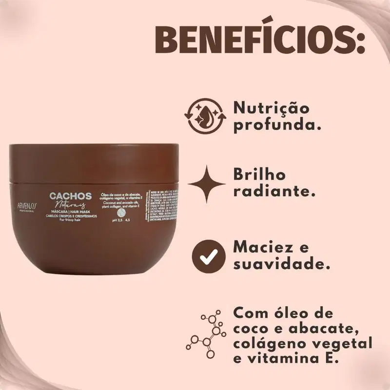 Máscara Arvensis Cachos Naturais Crespos e Crespíssimos 300g