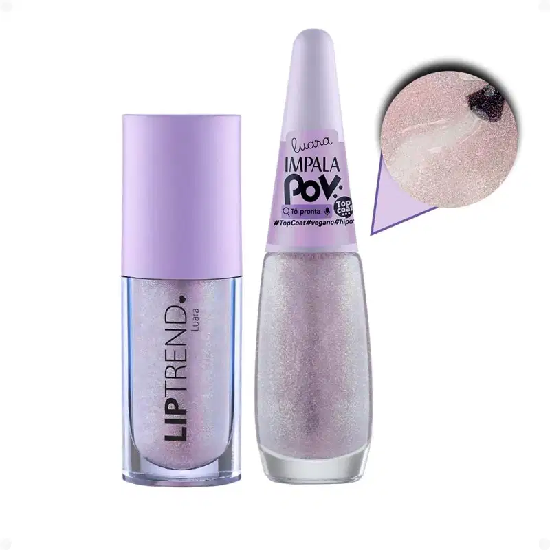 Kit Impala Pov Luara: 2 Esmaltes, 1 Top Coat e 1 Gloss Labial