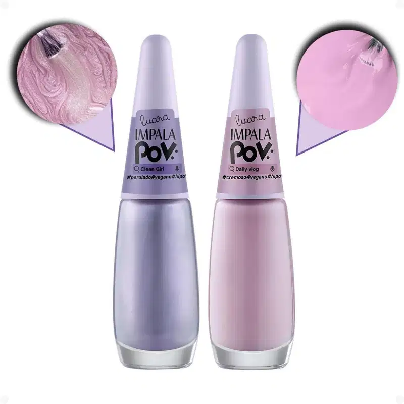 Kit Impala Pov Luara: 2 Esmaltes, 1 Top Coat e 1 Gloss Labial