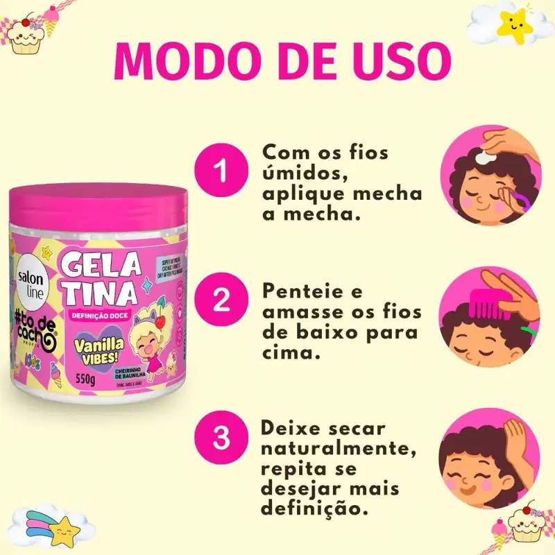 Gelatina Capilar Salon Line Kids Vanilla Vibes! #ToDeCacho Definição Doce 550g