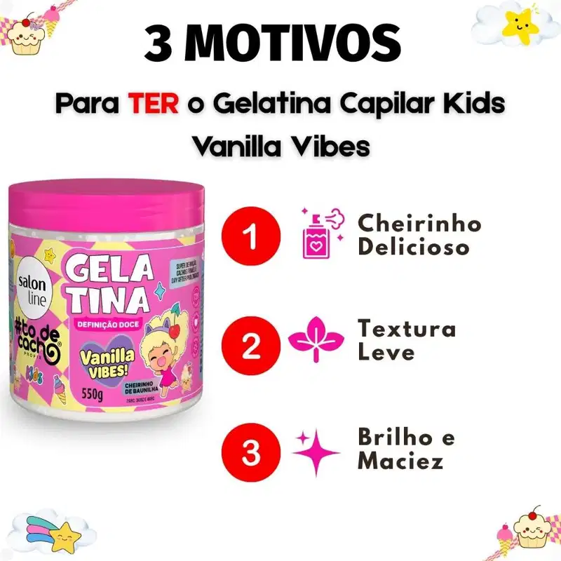 Gelatina Capilar Salon Line Kids Vanilla Vibes! #ToDeCacho Definição Doce 550g