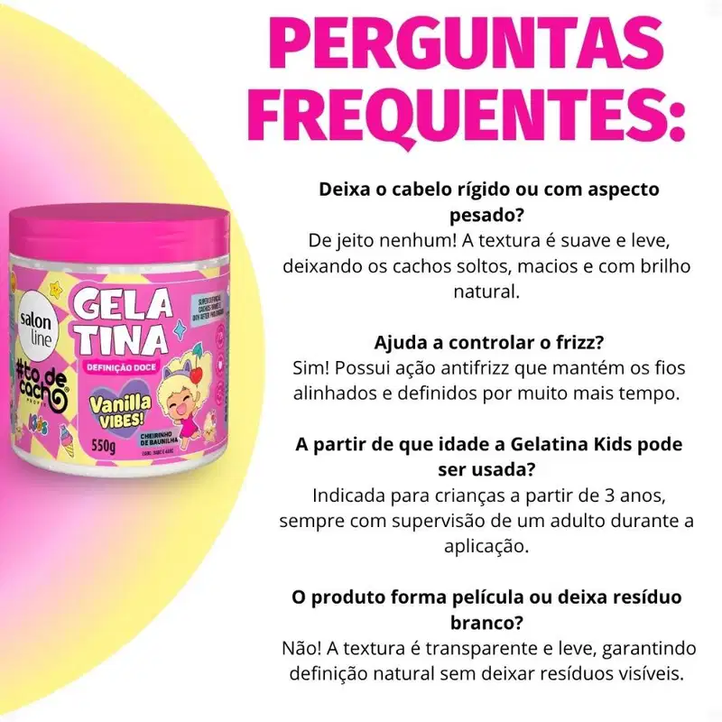 Gelatina Capilar Salon Line Kids Vanilla Vibes! #ToDeCacho Definição Doce 550g