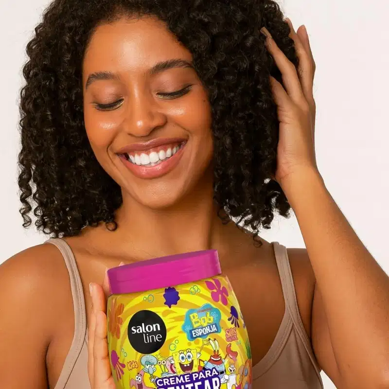 Creme Para Pentear Salon Line Kids Bob Esponja Sos Cachos Definição Máxima 1kg