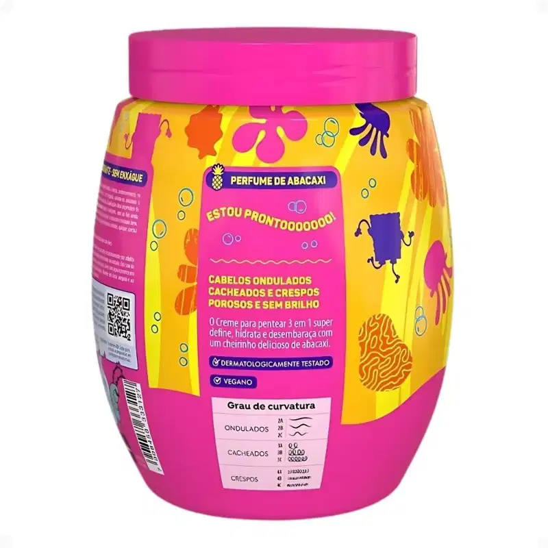 Creme Para Pentear Salon Line Kids Bob Esponja Sos Cachos Definição Máxima 1kg