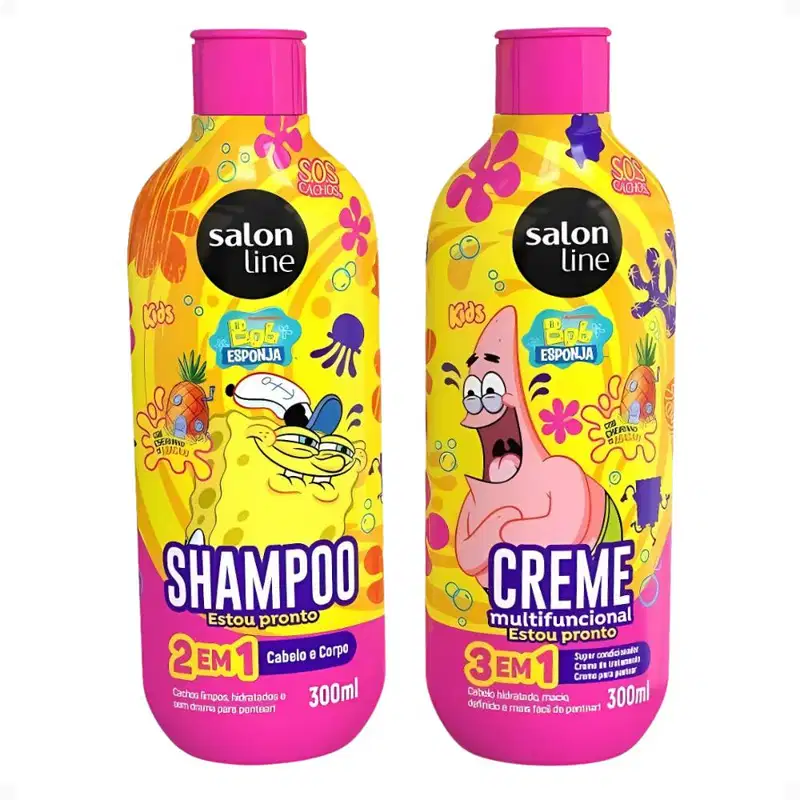 Kit Salon Line Kids Bob Esponja Sos Cachos Completo + Mimo