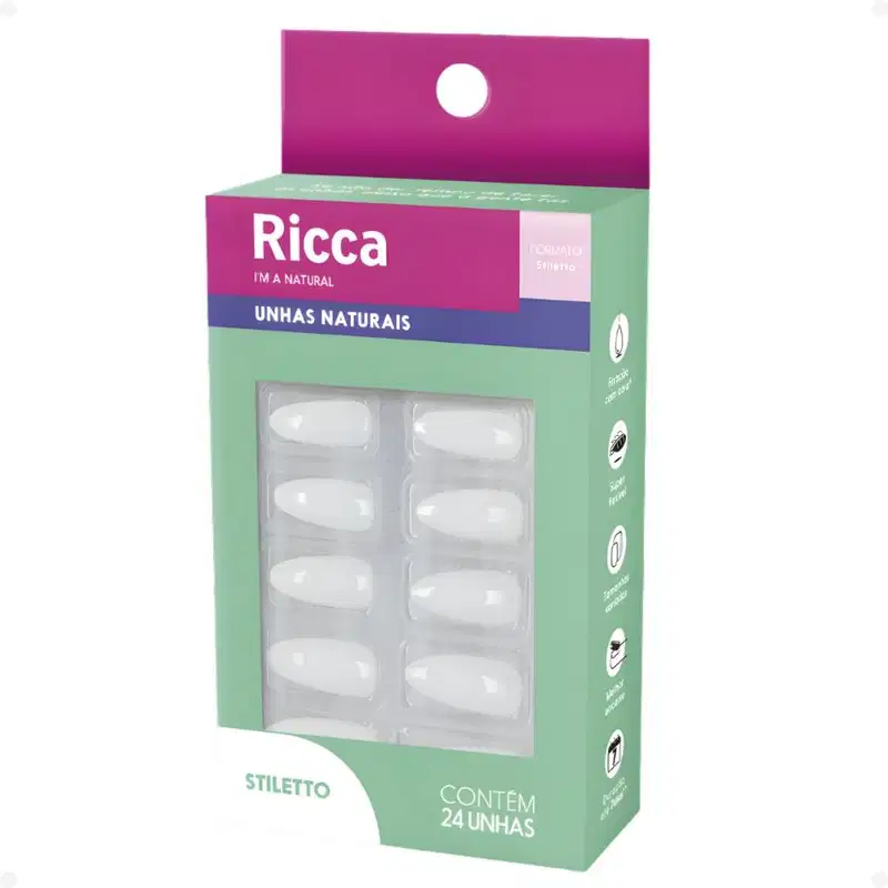 Unhas Postiças Naturais Ricca Belliz I'm A Natural Stiletto Cód. 2278