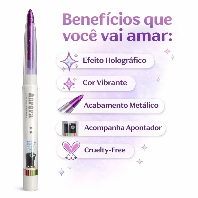 Lápis Holográfico Para Olhos Luisance Aurora Com Apontador Purpura Ref. L17005