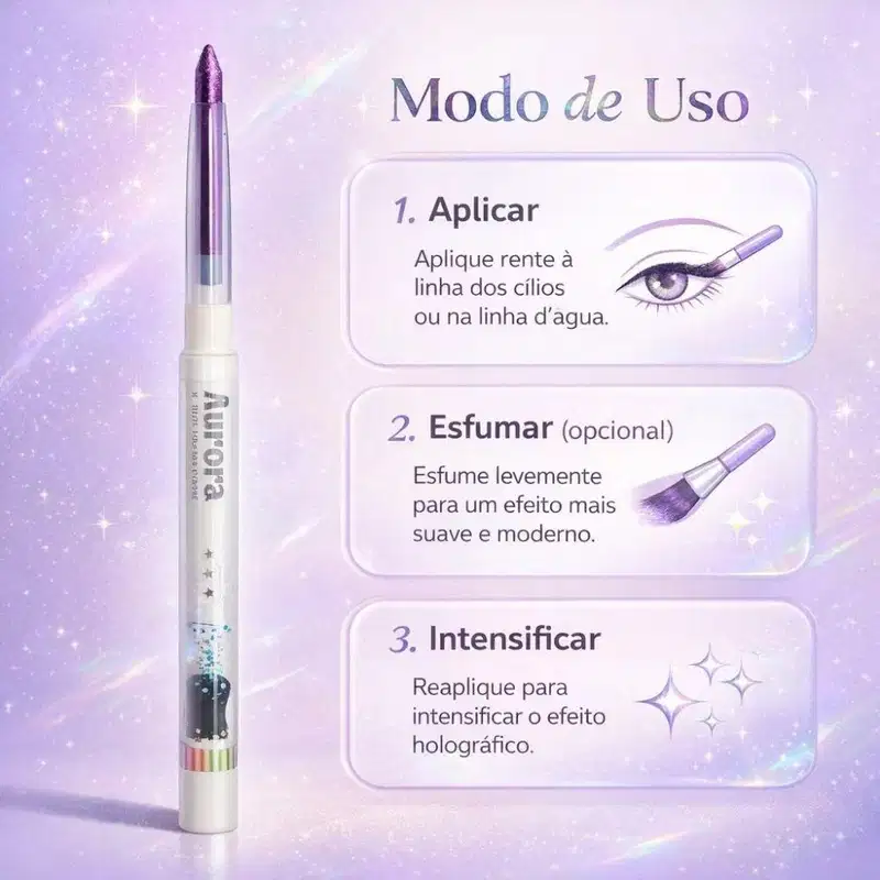 Lápis Holográfico Para Olhos Luisance Aurora Com Apontador Purpura Ref. L17005