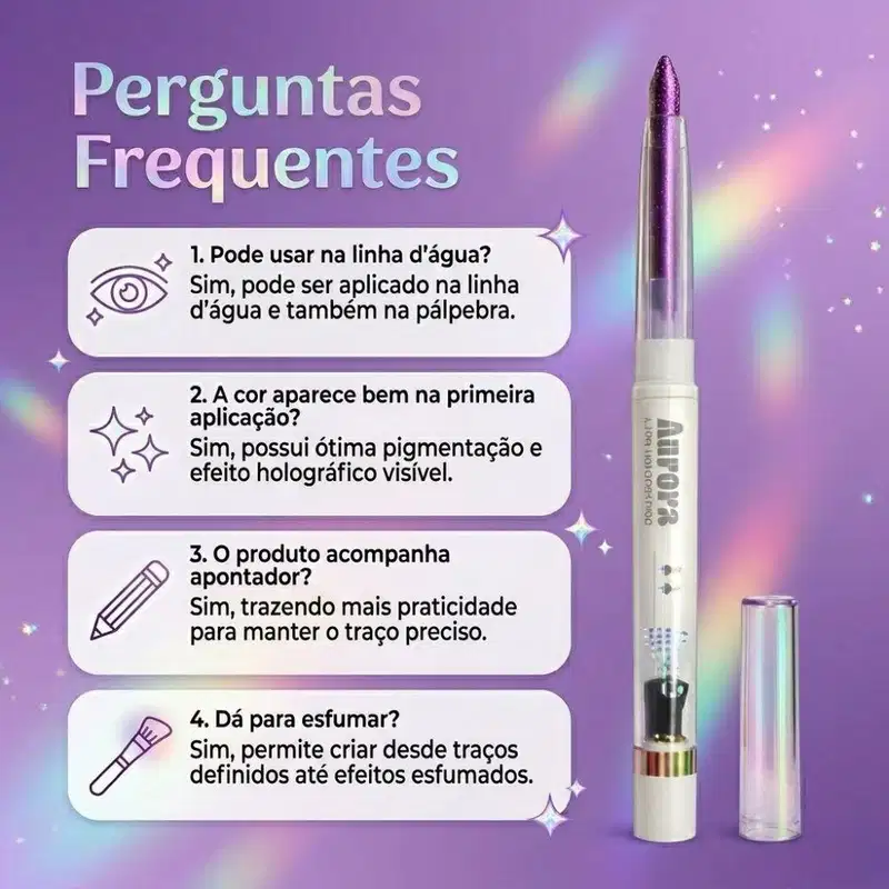 Lápis Holográfico Para Olhos Luisance Aurora Com Apontador Purpura Ref. L17005