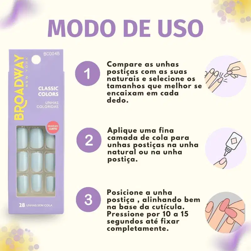 Unhas Postiças Broadway Kiss Ny Classic Colors Quadrado Curto Lipstick Bco04b