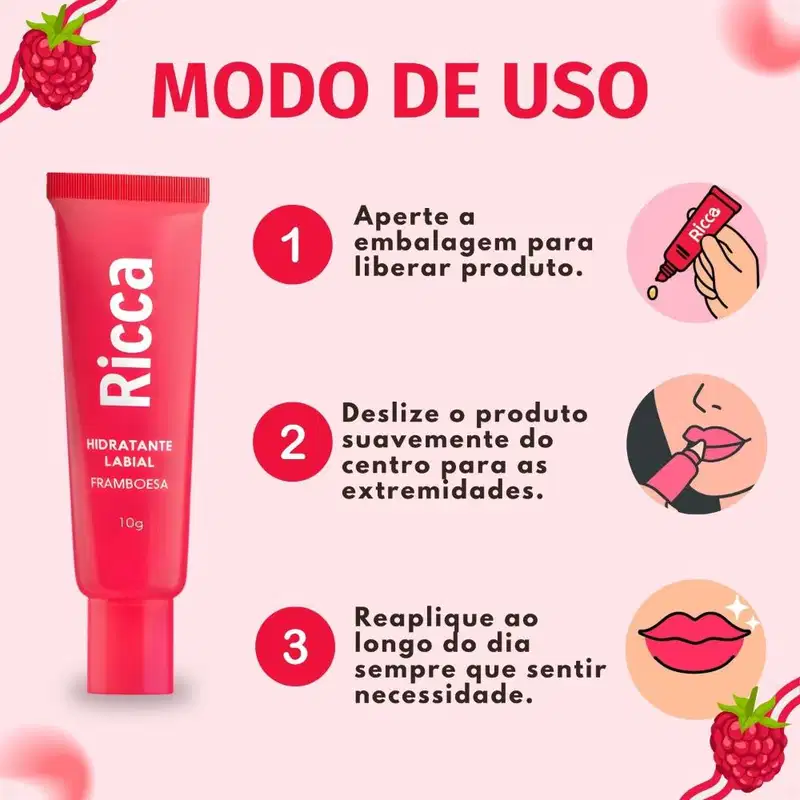 Hidratante Labial Ricca Efeito Gloss Framboesa 10g