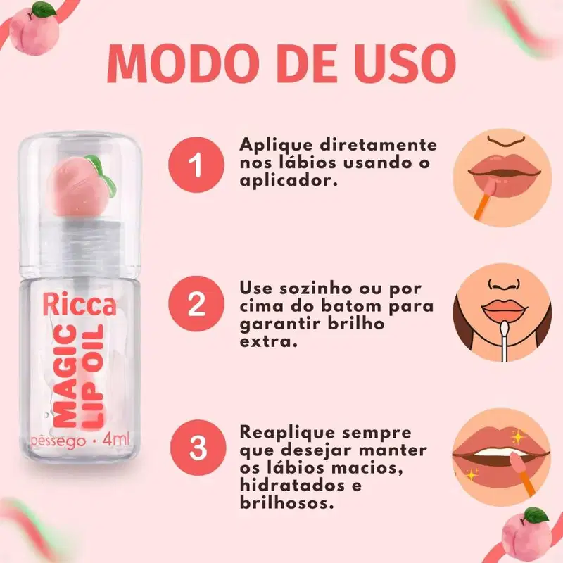 Lip Oil Ricca Magic Pessego