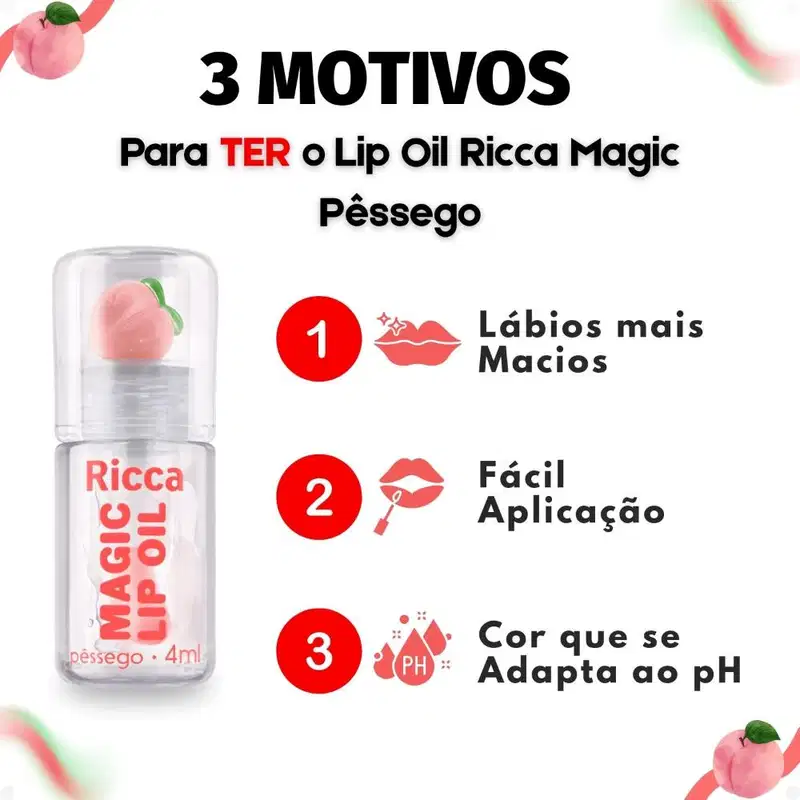 Lip Oil Ricca Magic Pessego