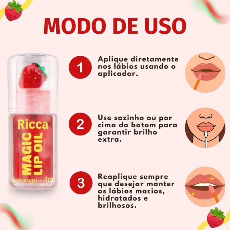 Lip Oil Ricca Magic Morango