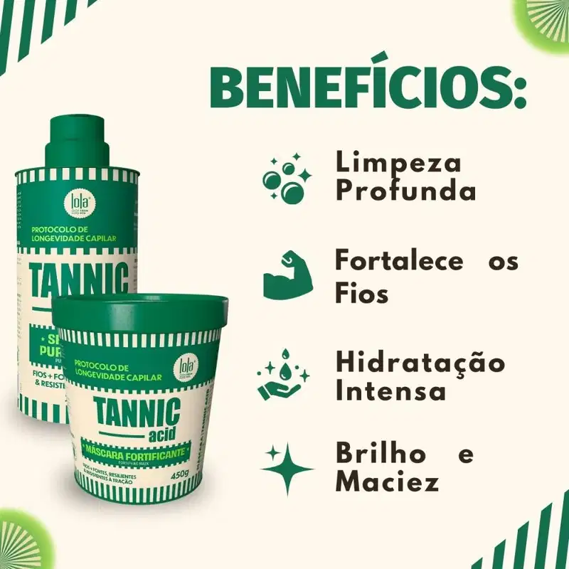 Kit Lola Tannic Acid: Shampoo 250ml e Máscara 450g