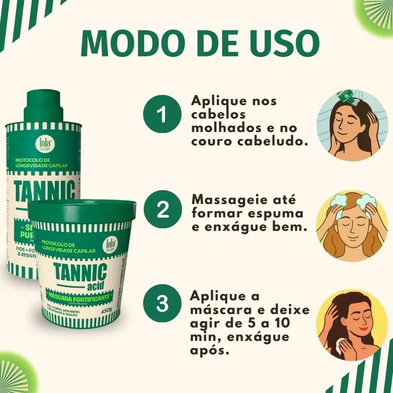 Kit Lola Tannic Acid: Shampoo 250ml e Máscara 450g