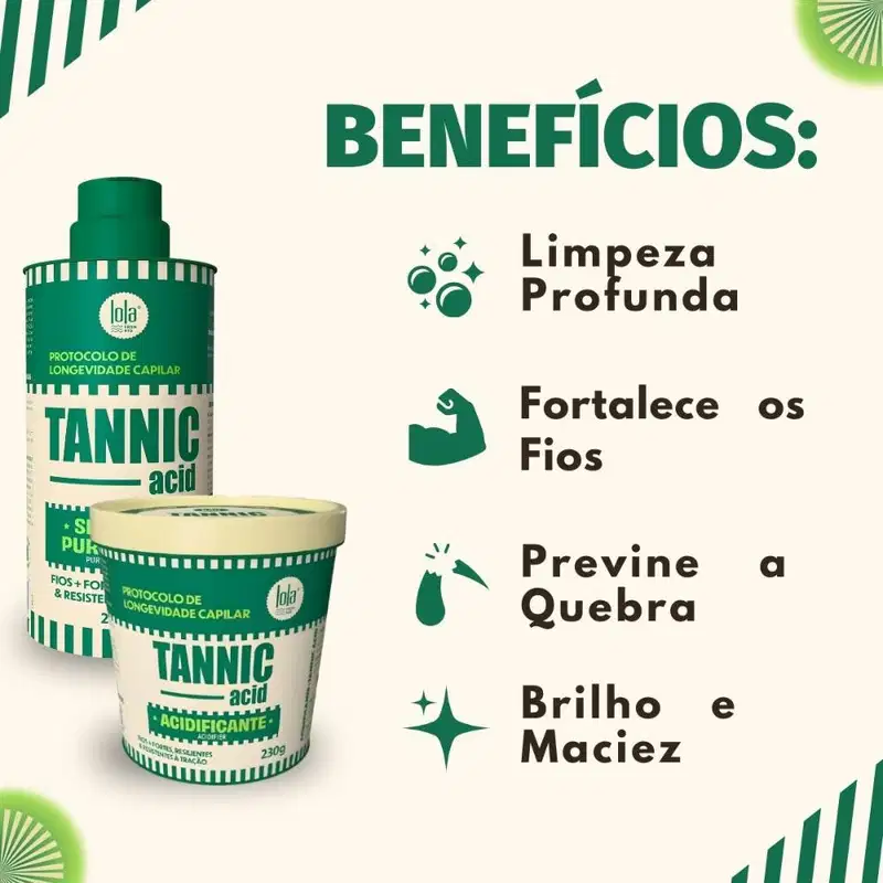 Kit Lola Tannic Acid: Shampoo 250ml e Acidificante Capilar 230g