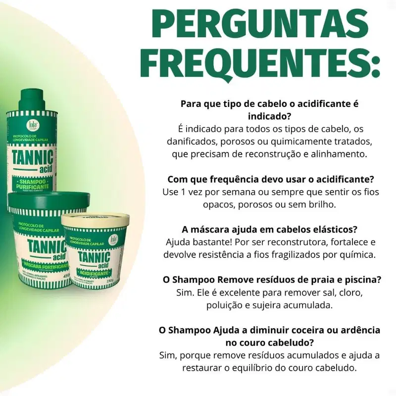 Kit Lola Tannic Acid: Shampoo 250ml, Máscara 450g e Acidificante 230g