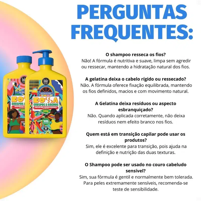 Kit Lola Bossa Crespos e Cachos: Shampoo 500ml e Gelatina Capilar 500g