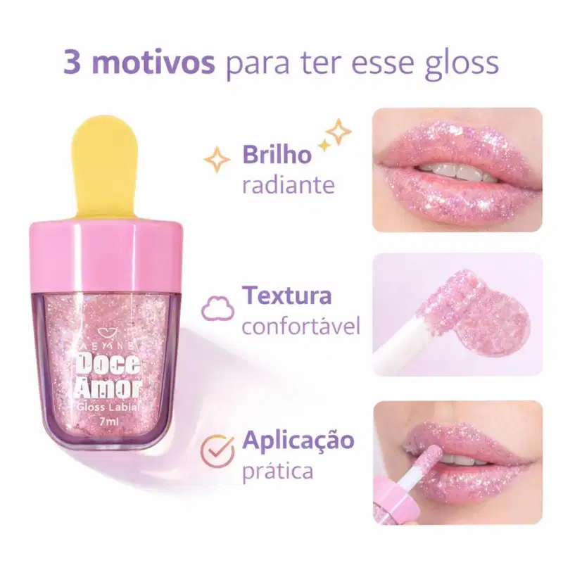 Gloss Labial Jasmyne Doce Amor 7ml Cor 02 Js00070