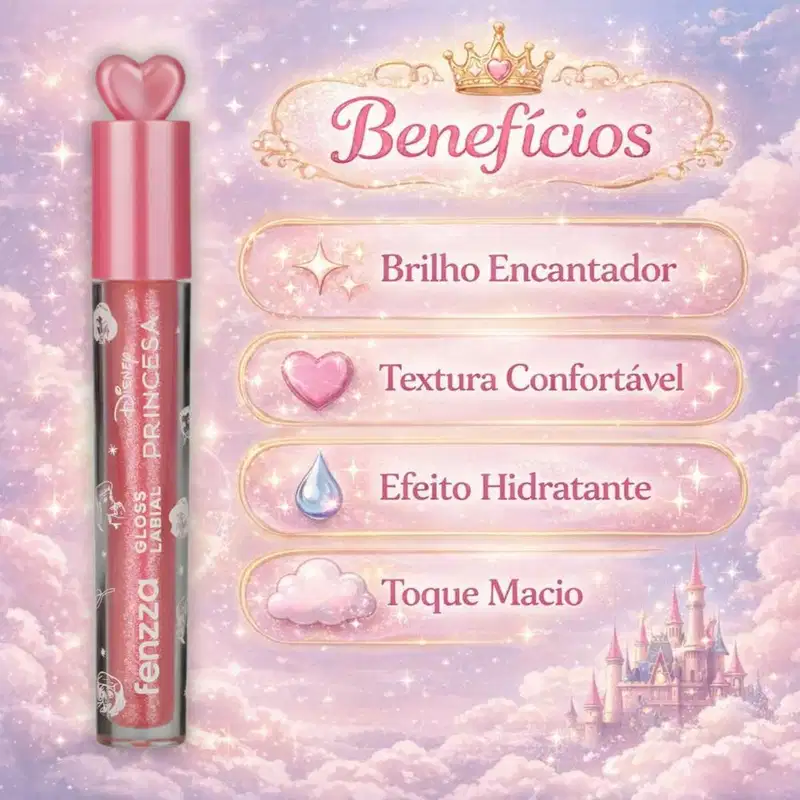 Gloss Labial Fenzza Disney Princesa Rose Shine Dis113