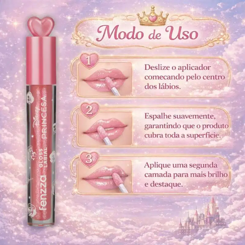 Gloss Labial Fenzza Disney Princesa Rose Shine Dis113