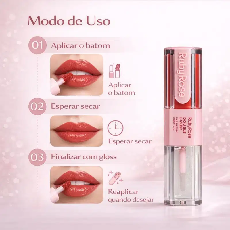 Batom Duo Ruby Rose Double Layer DL100 HB-L6102-10