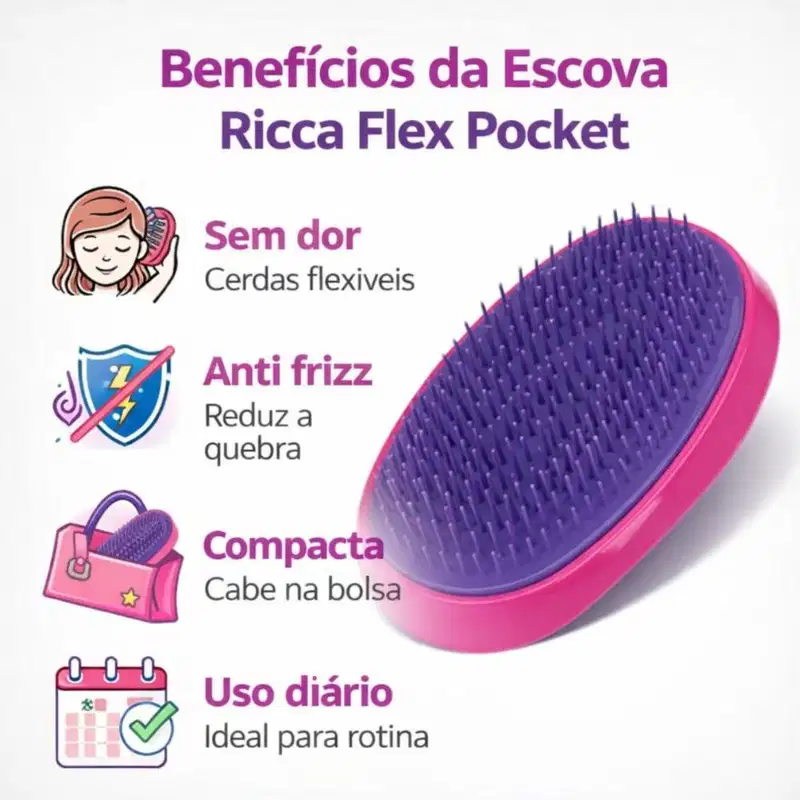 Escova Ricca Flex Pocket Roxa 2457