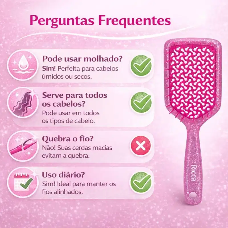 Escova Ricca Flex Glam Rosa 2378