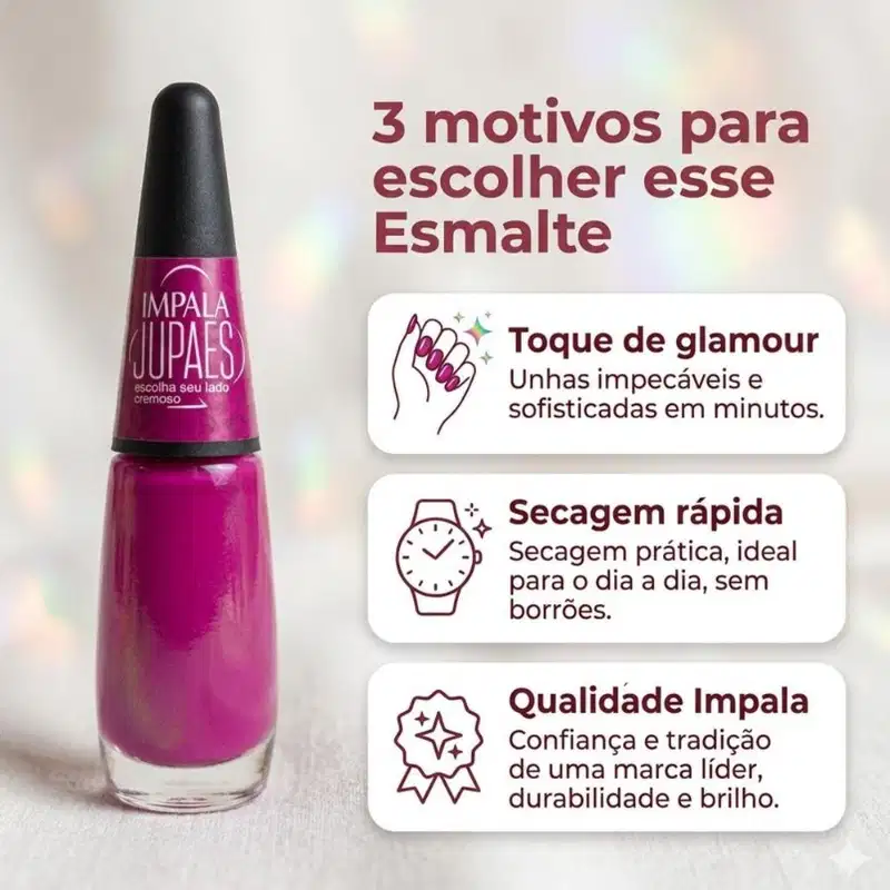 Kit Impala Ju Paes Com 5 Esmaltes Virando o Jogo: Escolha Seu Lado, Peça Rara, Cartas Na Manga, Xeque-Mate e Sorte Lançada