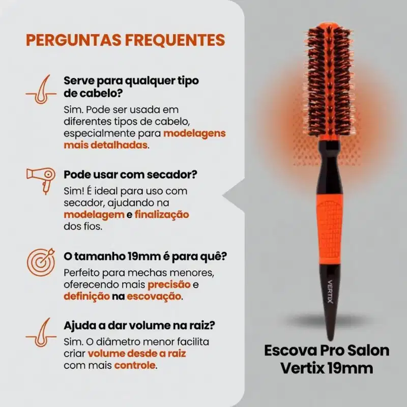 Escova Pro Salon Vertix 19mm Cód:1168