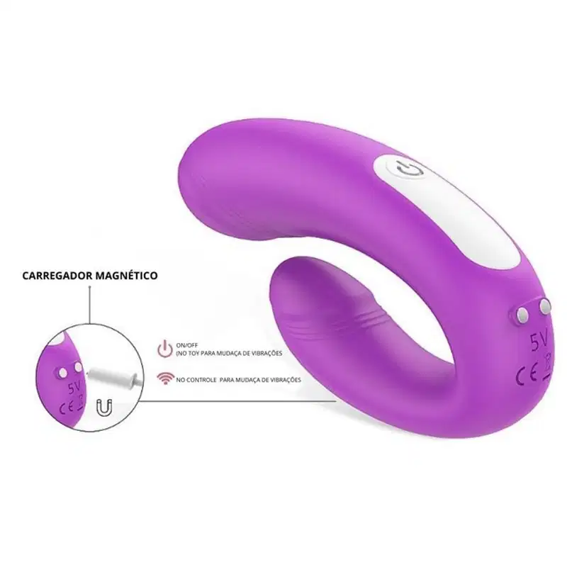 Heart Sweety S-Hande Vibrador Casal com Controle Remoto 9 Intensidades em Silicone Recarregável
