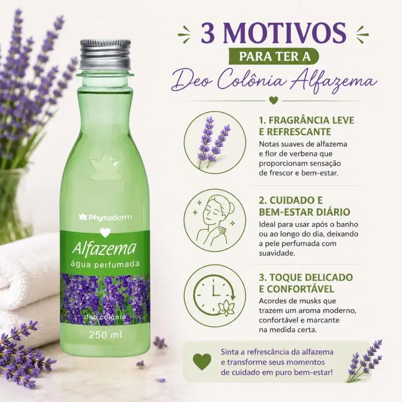 Água Perfumada Deo Colônia Phytoderm Leve 3 Pague 2 Alfazema 250ml