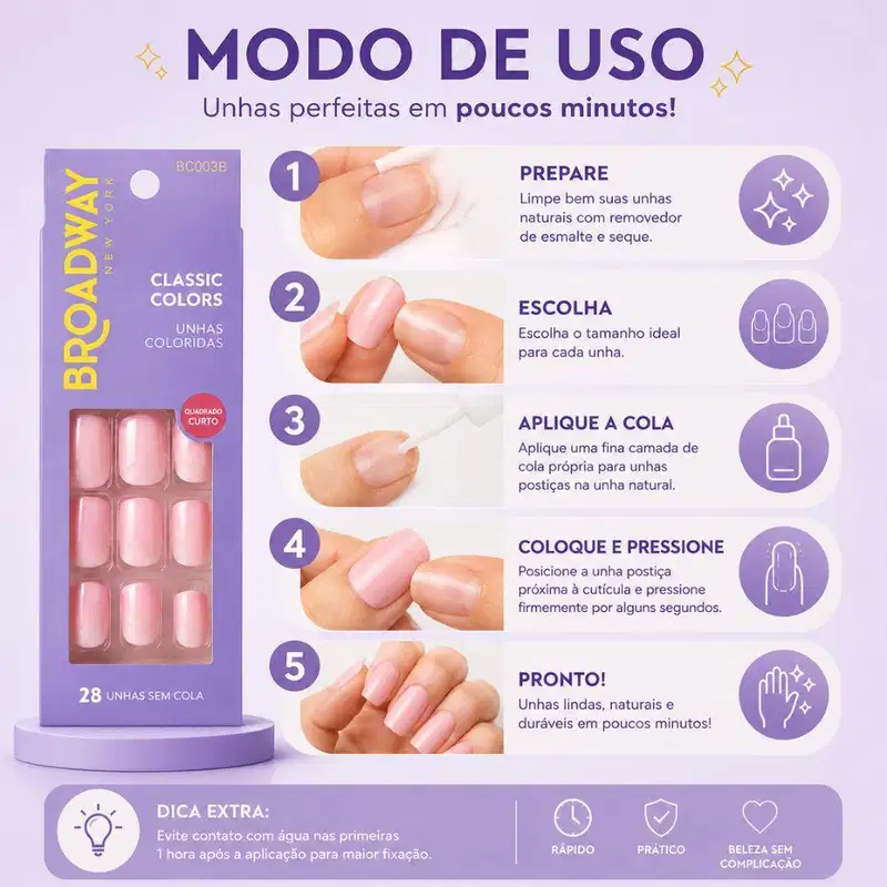 Unhas Postiças Kiss Ny Broadway Quadrado Curto Love Red Bco03b