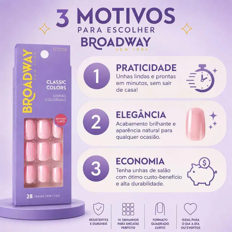 Unhas Postiças Kiss Ny Broadway Quadrado Curto Love Red Bco03b