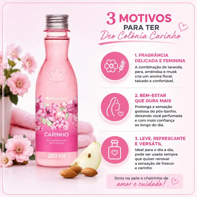 Kit Phytoderm Carinho: 3 Águas Perfumadas Deo Colônia 250ml