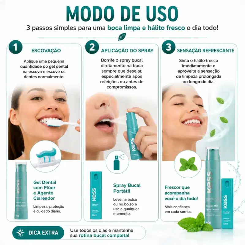 Kit Kess Higiene Bucal Classic Mint: Gel Dental 60g e Spray Bucal 10ml