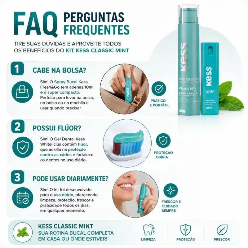 Kit Kess Higiene Bucal Classic Mint: Gel Dental 60g e Spray Bucal 10ml