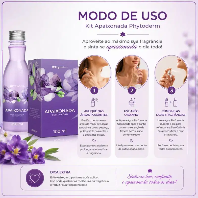 Kit Phytoderm Apaixonada: Água Perfumada 250ml e Deo Colonia 100ml
