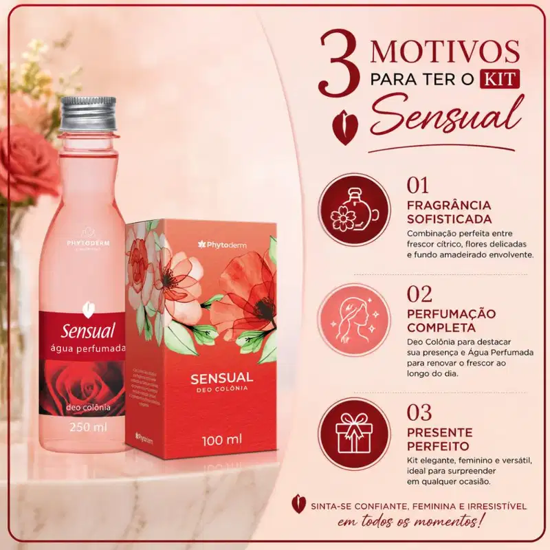 Kit Phytoderm Sensual: Água Perfumada 250ml e Deo Colonia 100ml