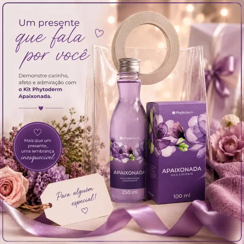 Kit Presente Phytoderm Apaixonada: Água Perfumada 250ml e Deo Colonia 100ml